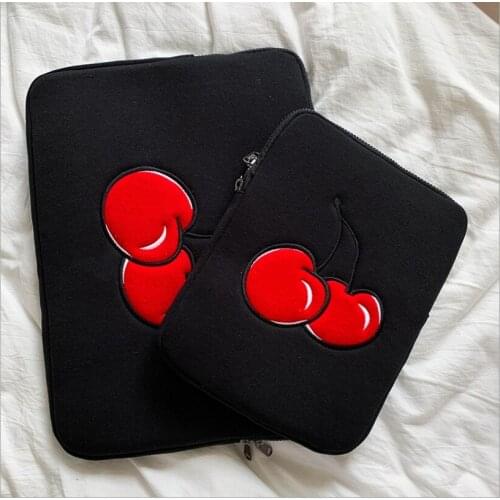 Tablet Case Pouch 2021 new ins style cherry embroidery letters iPad tablet laptop bag storage bag
