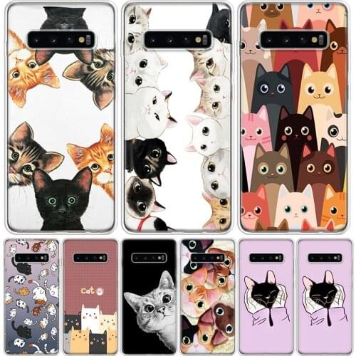 Cat Cute Kitten Catling Phone Case For Samsung Galaxy S10 S21 S20 FE Ultra Note 10 9 8 S9 S8 S7 Plus Lite Pro + J4 J6 Coque Capa