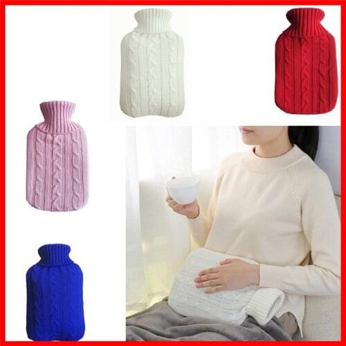 New reusable hand warmer soft hot water bottle winter sleeve knitted wool flannel cover warm tote bag cover for household use