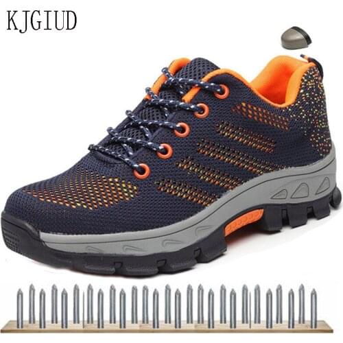 Men Steel Toe Boots Work Safety Plus Size Outdoor Tennis Breathable Protective Puncture-proof Safety Shoes For Men sneakers