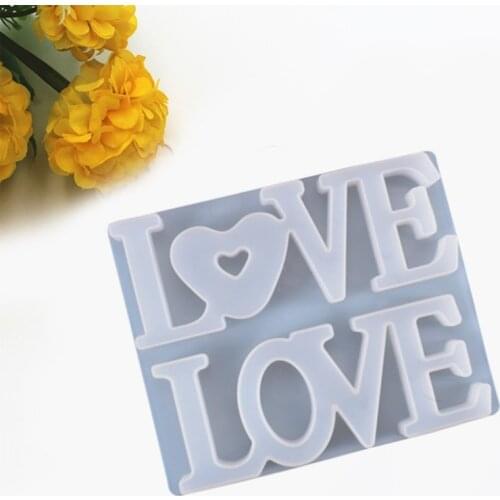Double LOVE English Words Doorplate Listed Hanging Tag Pendant Casting Silicone Mould DIY Craft Crystal Epoxy Resin Mold