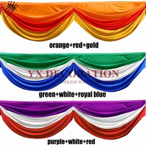Good Looking 3 Colors Mixed Top Ice Silk Swag Drapery For Wedding Backdrop Curtain Event Stage Background Decoration
