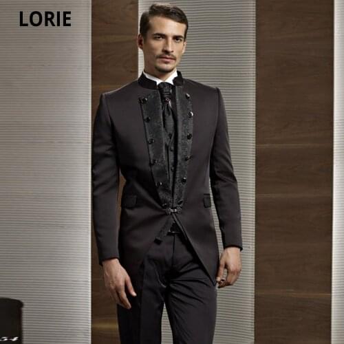 LORIE Mens Slim Wedding Tuxedos Tailor Made Jacquard Collar Spring Bridegroom Banquet Suits Party Dress Black Jacket+Pants+Vest