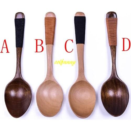 20pcs/lot Free shipping 18.5*4cm Long Handle Wooden Spoon Dessert Coffee Stirring Spoon Natural Wood Spoon Kitchen Tool
