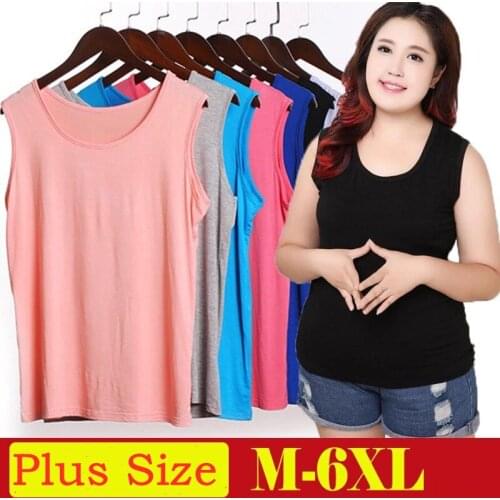 Tank Top Sleeveless Woman Summer Plus Size O-Neck Elastic Tops Women 2021 Size M-6XL 9 Colors Top Mujer Camisole Dropshipping