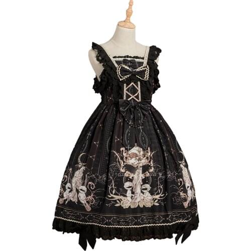 Meet the World Again-Lplita JSK Dress Bow and Ruffles Lolita Dress in Black /White