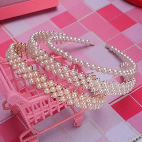 Korean Fashion Wave Hairband Pearl Hair Accessories Simple Hoops Plastic Gold Silver Headband Cute Headdress Girls Rims Headband