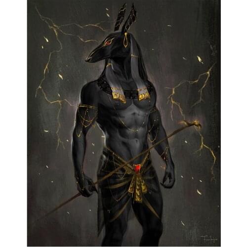 New 5D Diy Diamond Painting Egypt Anubis God Pattern Embroidery Square Round Mosaic Set Egyptian Symbols Wedding Decoration