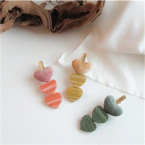 Vintage Retro Velvet Lovely Hairpin Set Korea Heart Shape Hair Clip Barrettes Fashion Hairpin Women Hair Styling Accessories