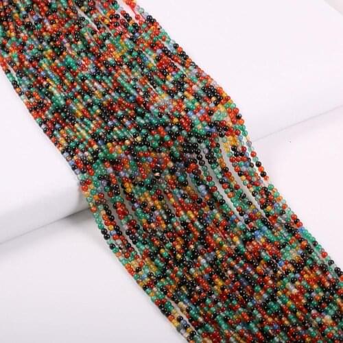 Natural Stone Charms Crystal Round Beads 3&4mm Multiple Color Agated Beads for Women Jewelry Making Bracelet Necklace