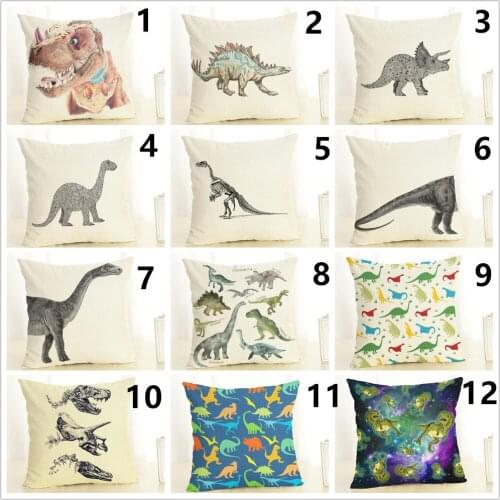 Funny Dinosaur Throw Pillow Covers for Chair Car 45x45 cm 1 Piece Polyester Cushion Cover Square Kids Pillowcase Farmhouse Use