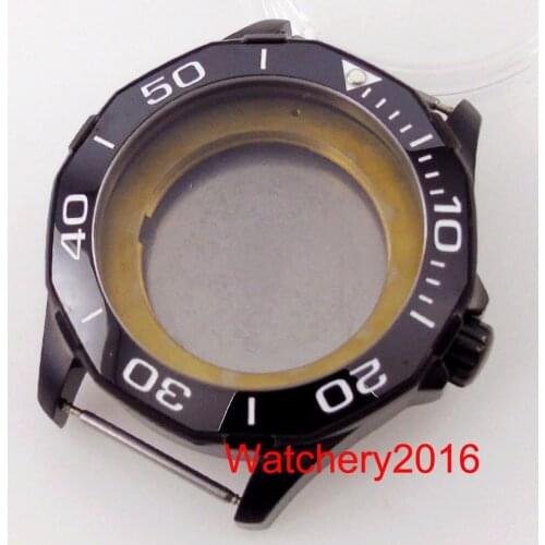 New Arrival 41mm PVD Coated Watch Case Black Ceremic Bezel Fit For MIYOTA 8215 Automatic Movement Replace Case