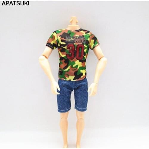 1/6 Boy Doll Clothes For Ken Doll Outfits Camouflage T-shirt & Denim Jeans Shorts For Barbies Boyfriend Ken Male 1/6 Doll Toys