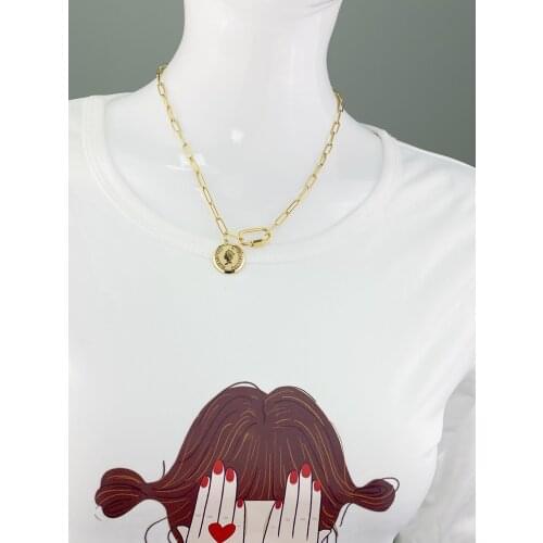 Necklace Jewelry Stainless Steel New Goddess Luxury Golden Color Luxe Fashion For Women Hot Sell Queen Elizabeth