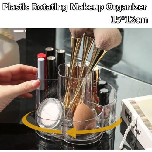 6 Lattices 360 Degree Rotating Makeup Brush Organizer Acrylic Lipstick Tower for Nail Polish/Cosmetic Egg/Lip Gloss Storage Case