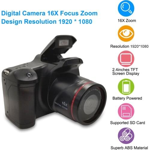 Portable Digital Camera 16X Focus Zoom Design Resolution 1920x1080 supported SD Card Batter-y Powered Operated for Photography
