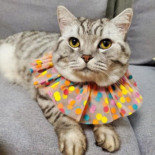 Pet Dog Scarf Bandana Bibs Collar Lace Dots Adjustable Puppy Cat Polyester Saliva Towel For Small Cat Dogs Collar Neckerchief