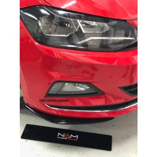 Front Bumper Flaps For Volkswagen Polo 2018-2022 Front Lip Attachment 2 Pieces Car Styling Auto Accessory Splitter Black Sport