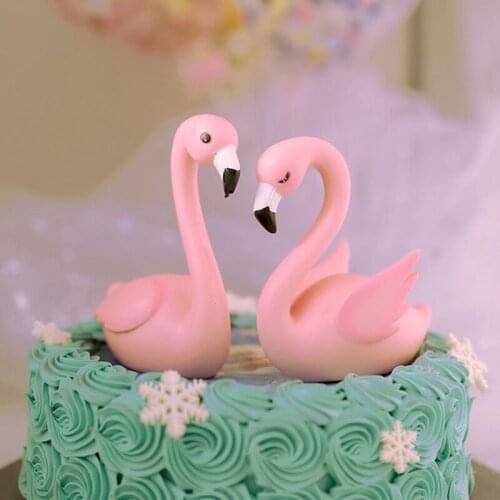 Sitting Swan Lovely Cake Decorations Round Square Cake Topper for Lovers Birthday Baby Shower Decoration Supplies Gift