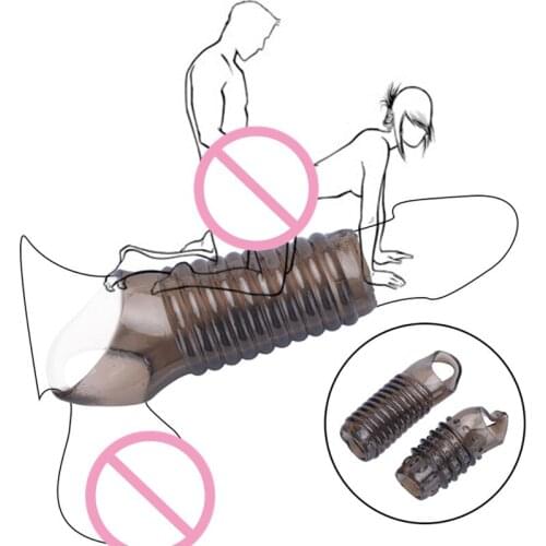 Silicone Reusable Penis Sleeve Strapon Delayed Ejaculation Chastity Device Lock Sperm Erection Sex Toys For Men Bondage Gear
