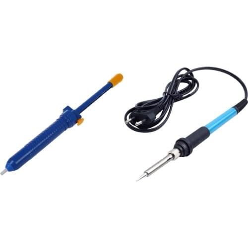 Blue Sucking Vacuum Desoldering Pump Solder Sucker Remover Tool with Soldering Iron Tool EU Plug