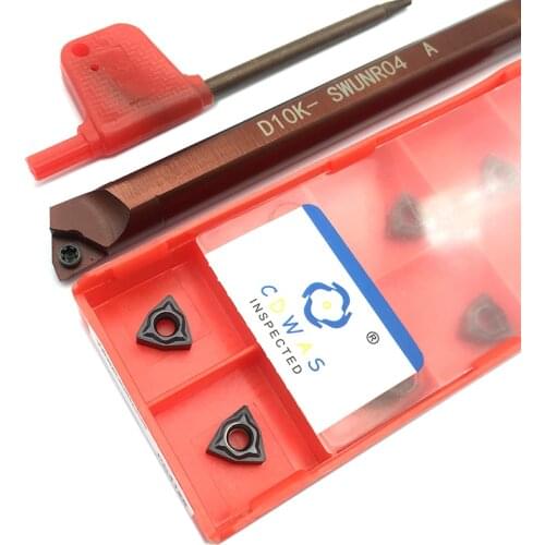 1PC D10K SWUNR04 Spring Steel Turning Tool Holder +10PCS WNMG040304 PC4125 High Quality Carbide Inserts CNC Tools For Steel