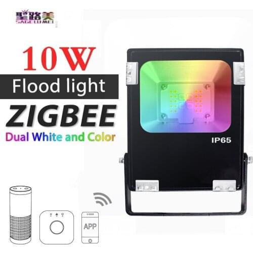 ZIGBEE LED 10W floodlight RGB+CCT warm white and cool white zigbee light link AC110-240V EU AU Plug work with echoplus