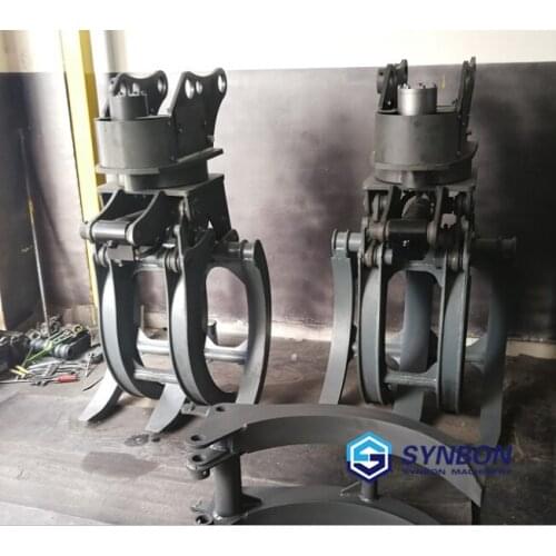 SYNBON Customizable excavator grapple for grabbing steel pipe 360 degree rotating grab dual hydraulic rotary grab