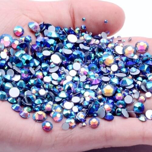 Tanzanite AB Non Hotfix Crystal Rhinestones SS3-SS30 And Mixed Sizes Glue On Glass Chaton DIY Backpack Clothes Bag Shoe Supplies