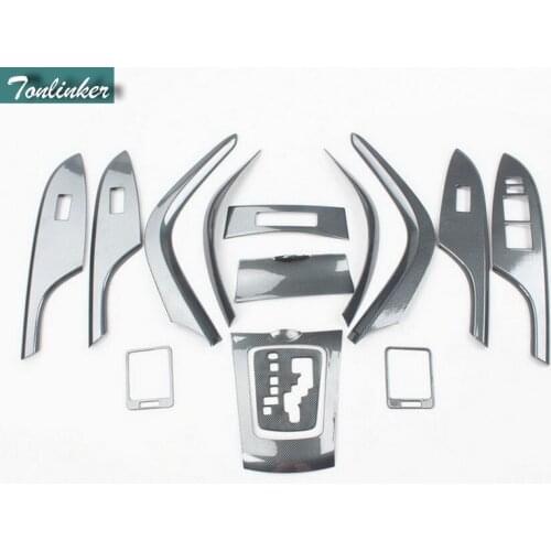 Tonlinker 14 PCS DIY Car Styling New ABS Carbon Fiber Interior panel cover stickers For TOYOTA Corolla Altis 2007-12 Parts