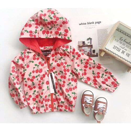 Tonytaobaby Autumn Clothing New Style Baby Girls Cute Girls Cherry Pink Coat Girl Coats Kids Baby Girl Coat
