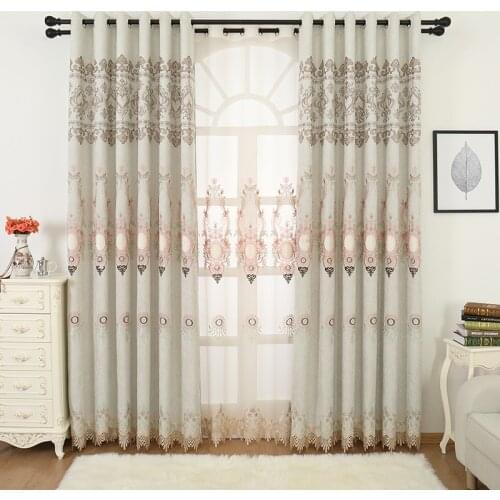 Embroidered European Grey Royal Luxury Curtains for Bedroom Window Curtains for Living Room Elegant Drapes Curtains Tulle