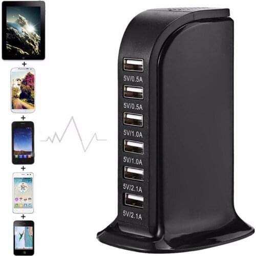 30W Multi 6 Port USB Charger 6A Rapid Charging Station Mobile Phone Desktop Travel Hub Connectors Extension Socket Platooninsert