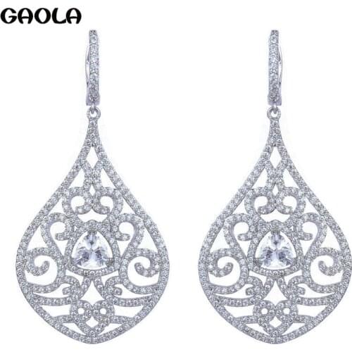 GAOLA New Cubic Zirconia Micro Paved Luxury Water Drop Dangle Earrings for Women Sexy Dinner Jewelry Accessories GLE4644