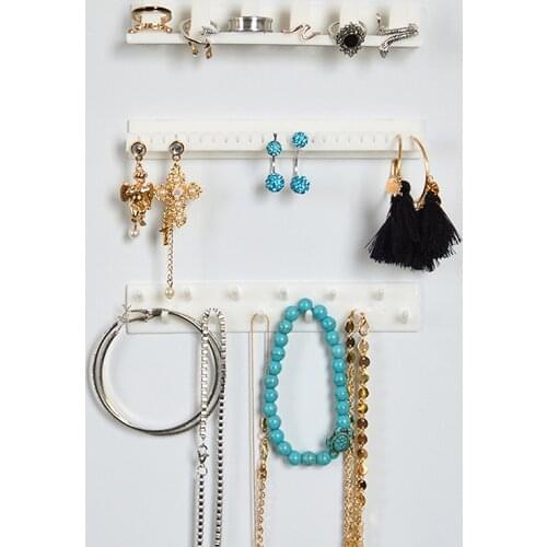 1 Set Adhesive Jewelry Display Hanging Earring Necklace Ring Hanger Holder Packaging organizer Display Rack Sticky Hooks