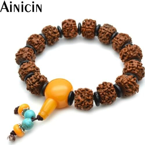 1pc Tibetan Buddhism Jewelry 15mm Diameter Rudraksha Pray Mala Bracelets For Men Gift Jewelry