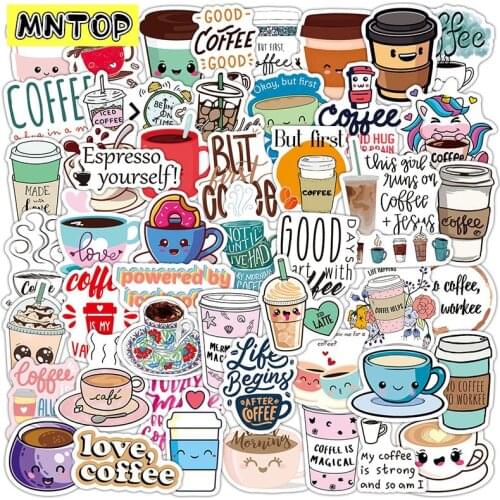 10/30/50Pcs/set Mixed Coffee Cup Kawaii Cute Cartoon Graffiti Sticker For Motorcycle Laptop Luggage Kids Toy Fridge Phone Case