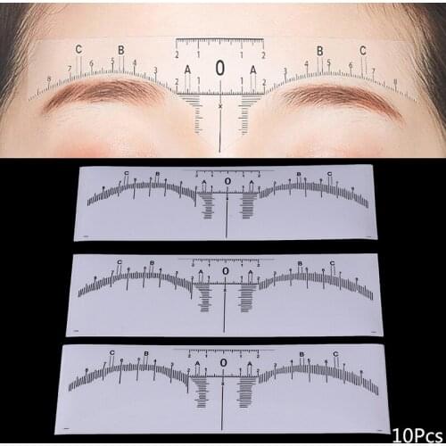 10pcs/Set Reusable Semi Permanent Eyebrow Ruler Eye Brow Measure Tool Eyebrow Guide Ruler Microblading Stencil Makeup Tools