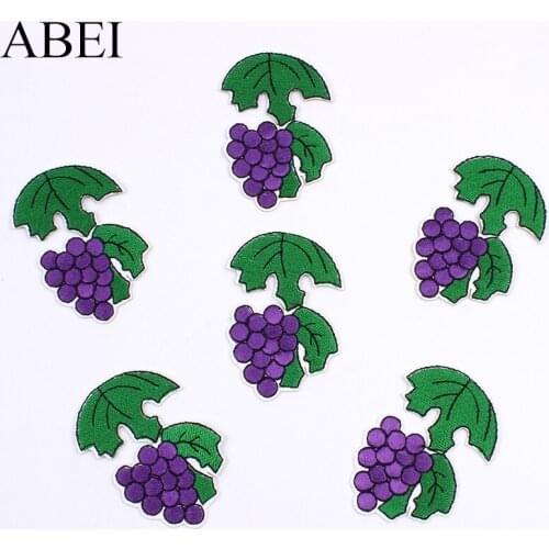 10pcs/lot Embroidery Grape Patch Iron On Sew On Cartoon Fruits Stickers Handmade Jeans Backpack Appliques DIY Garments Badge