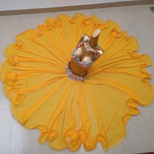 Top Quality Women Belly Dance Suit Carnival Costume Performance Outfit Bollywood Showgirl Bellydance Bra&Belt&Skirt 3pcs DL6280