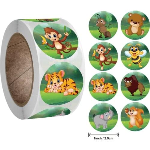 500pcs/roll Zoo Animals Laptop Stickers Reward Motivational Teacher Decals Ocean Life Sticker Toys for Children Kids on Car Book