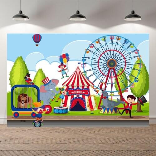 Circus Baby Kids Portrait Backdrops Circus Birthday Baby Shower Party Decoration Acrobats Animals Backdrop for Photo Studio