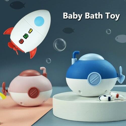 Baby Water Toys Swimming Floating Shower Clockwork Bathing Submarine Rocket Bathroom Bathtub Toys For Children Gifts