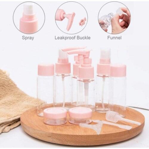 11 pcs/Set Travel Mini Makeup Cosmetic Face Cream Bottles Plastic Transparent Empty Make Up Container Travel Accessories