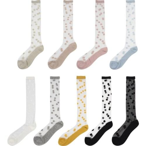 DONG AI Transparent Stockings Girls Summer Thin Long Socks Crystal Ins Women Stockings Silk Socks Stockings Knee Socks Medias
