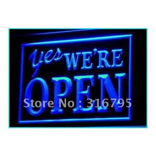 I366 YES We're Open Shop Cafe Restaurant Light Signs On/Off Switch 20+ Colors 5 Sizes