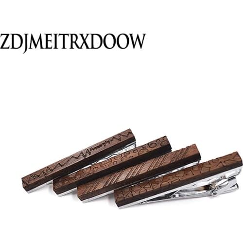 Personality Mens Wood Tie Clips for Business Wedding Shirt Necktie Bar French Handmade Wooden Neck Tie Clips Pin