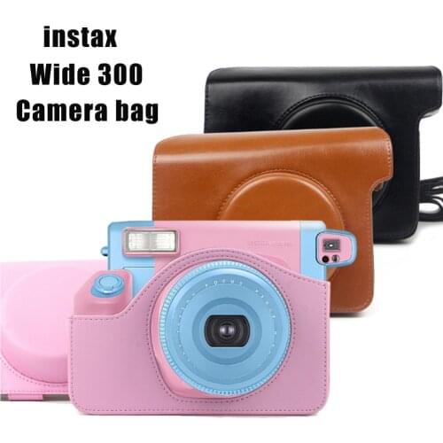 PU Leather Bag Case Cover Pouch Protector & Shoulder Strap for Fujifilm Instax Wide 300 Instant Print Camera