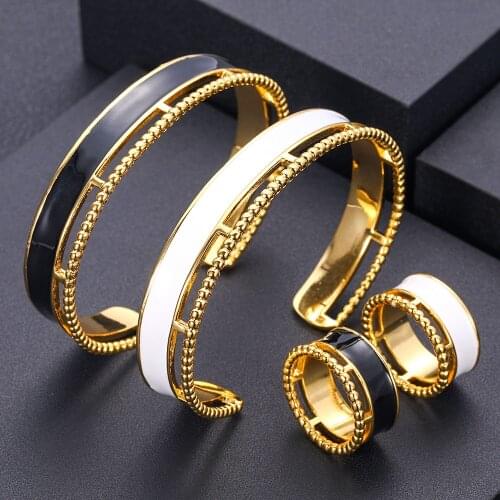 Jankelly Gold-Color Bangle Bracelets Ring Sets Dubai Bridal Jewelry Sets For Women Wedding brincos para as mulheres