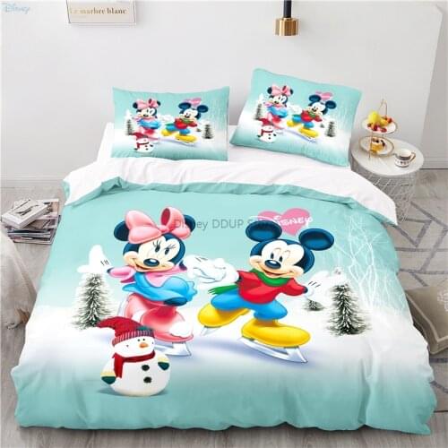 Cartoon Disney Mickey Minnie Mouse Bedding Set Double Queen King Duvet Cover Set Single Twin Bedclothes for Children Kids Women